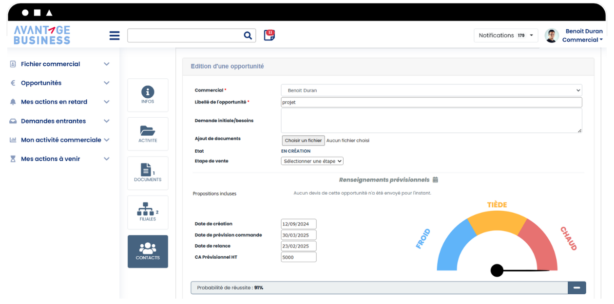screenshot of Avantage Business